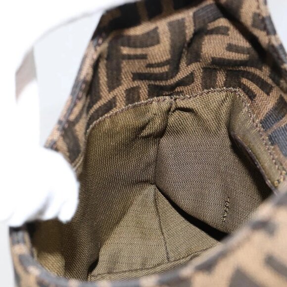 FENDI Zucca Canvas Mamma Baguette Shoulder Bag Black Brown Silver Auth 150142 - Picture 12 of 16